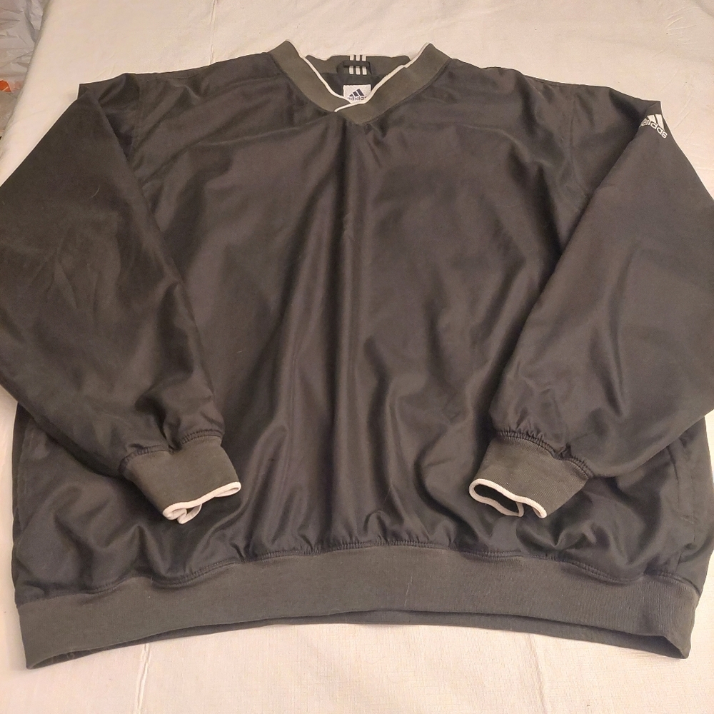 Adidas Green Windbreaker Track Jacket Pullover V Neck Climaproof Athletic Sz XL - Picture 3 of 11